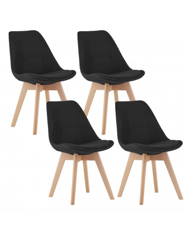 4 krzesła NORI - czarny materiał bez guzików