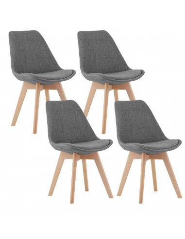4 krzesła NORI - szary materiał bez guzików