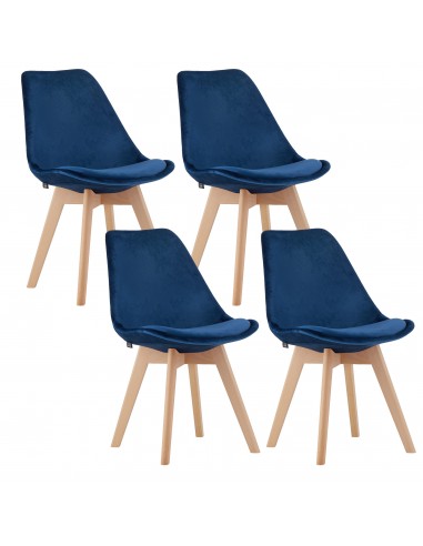 4 krzesła NORI - niebieski welur
