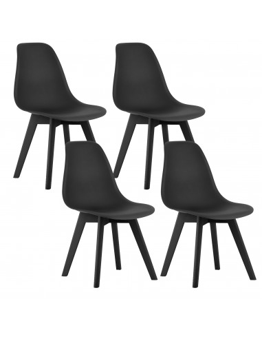 4 krzesła KITO - czarne / nogi czarne