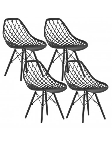 4 krzesła SAKAI - czarne / nogi czarne
