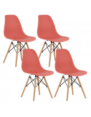 4 krzesła OSAKA cynober / nogi bukowe