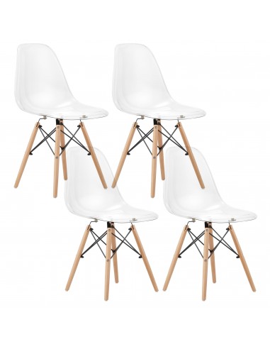 4 krzesła OSAKA przezroczyste / nogi bukowe