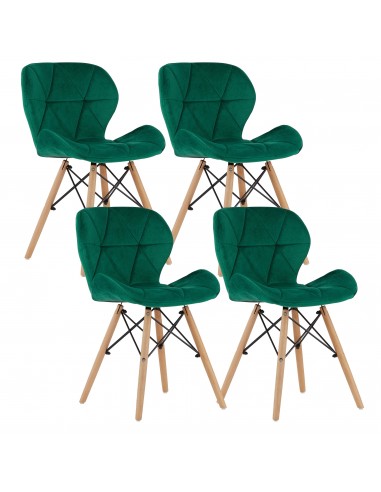 4 krzesła LAGO welur zielone