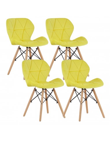 4 krzesła LAGO welur żółte
