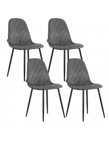 4 krzesła ASTI - ciemny szary welur