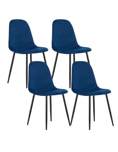 4 krzesła COMO - niebieski welur