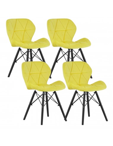 Krzesło LAGO Aksamit - żółte / nogi czarne