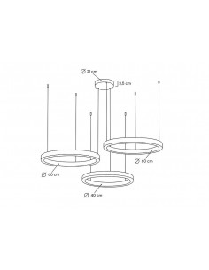 Lampa wisząca RING 40 + 60 + 60 złota na jednej podsufitce 2