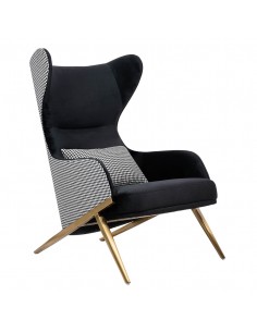 Fotel HAMPTON VELVET czarny / pepitka