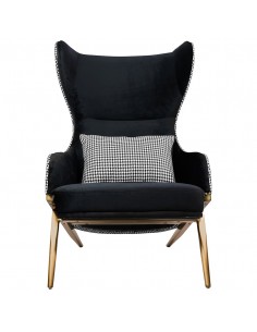 Fotel HAMPTON VELVET czarny / pepitka 2
