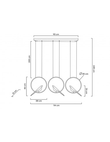 MOOSEE lampa wisząca BIRD LINE złota