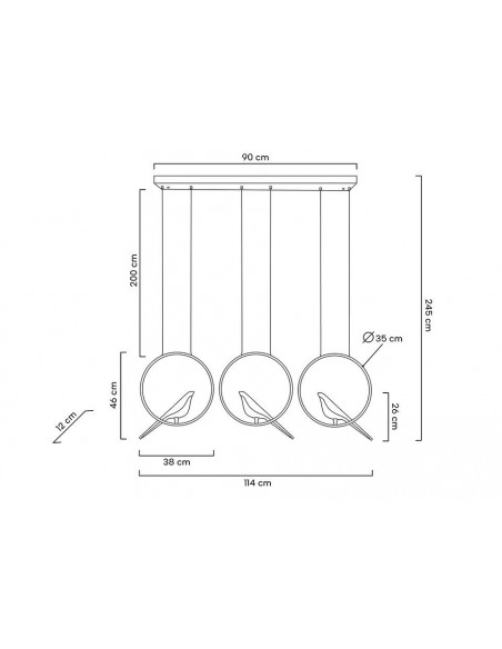 MOOSEE lampa wisząca BIRD LINE złota