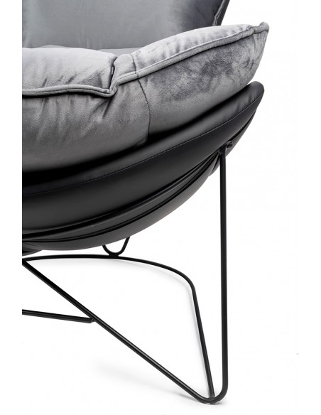 Fotel OTILIA STAND VELVET ciemny  szary welur