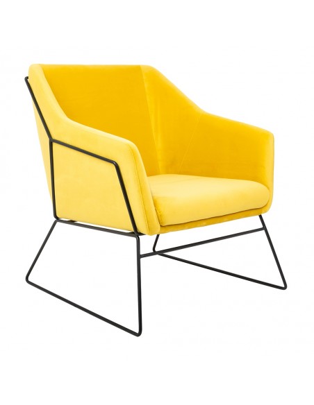 Fotel EMMA VELVET żółty welur - podstawa metal czarna