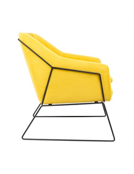 Fotel EMMA VELVET żółty welur - podstawa metal czarna