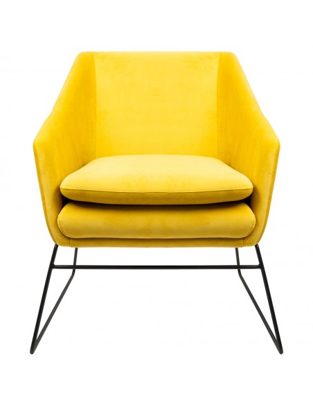 Fotel EMMA VELVET żółty welur - podstawa metal czarna