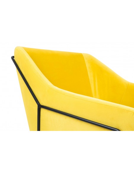 Fotel EMMA VELVET żółty welur - podstawa metal czarna