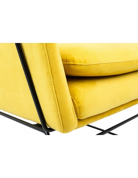 Fotel EMMA VELVET żółty welur - podstawa metal czarna
