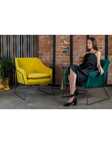Fotel EMMA VELVET żółty welur - podstawa metal...