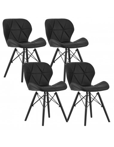 4 krzesła LAGO ekoskóra czarne / nogi czarne
