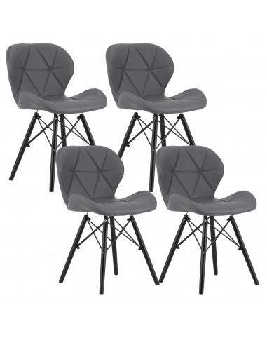 4 krzesła LAGO ekoskóra szare / nogi czarne