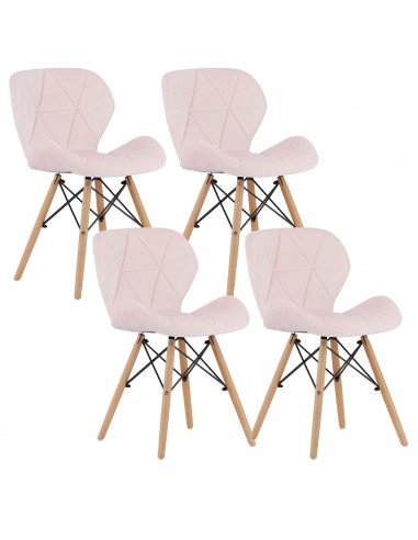 4 krzesła LAGO welur różowe