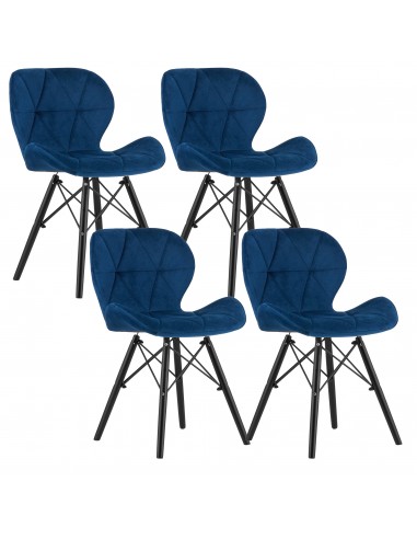 4 krzesła LAGO welur granatowe / nogi czarne