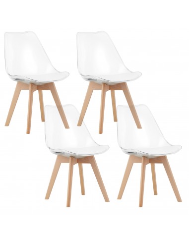 4 krzesła MARK przezroczyste / nogi naturalne drewno