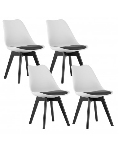 4 krzesła MARK biało czarne / nogi czarne