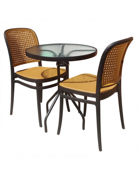 Zestaw stół BISTRO czarny i 2 krzesła WIKO czarne
