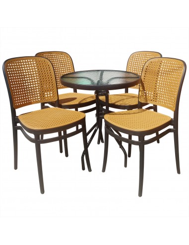 Zestaw stół BISTRO czarny i 4 krzesła WIKO czarne