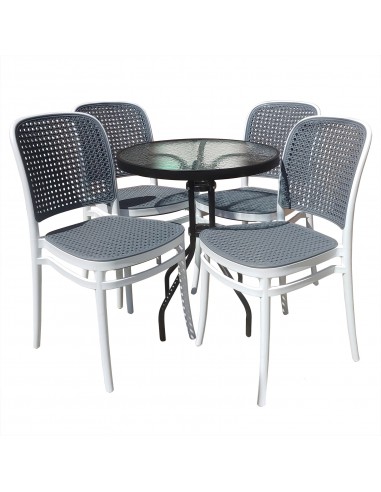 Zestaw stół BISTRO czarny i 4 krzesła WIKO białe