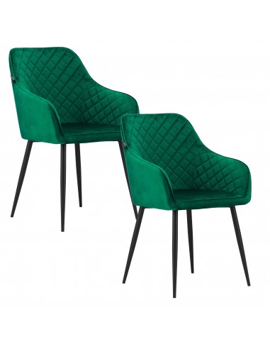 2 krzesła NUGAT - zielony welur, nogi czarne