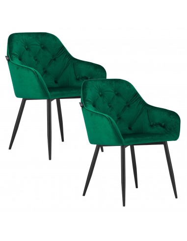 2 krzesła FORIO - zielony welur / nogi czarne