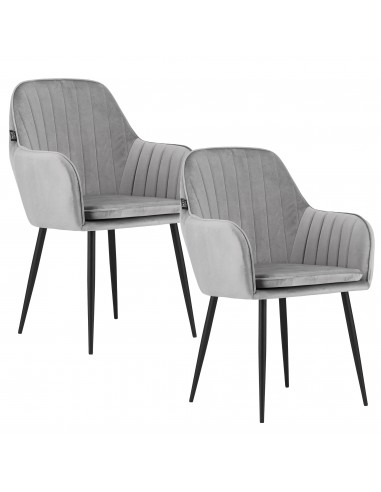 2 krzesła LUGO - welur srebrno-szary / nogi czarne