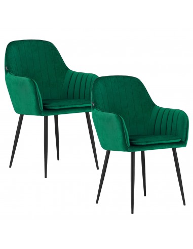 2 krzesła LUGO - welur zielony / nogi czarne