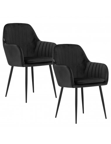 2 krzesła LUGO - welur czarny / nogi czarne