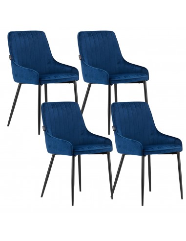 4 krzesła MONZA - niebieski welur