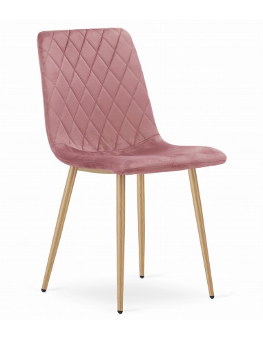 Krzesło TURIN - różowy welur / nogi kolor drewna