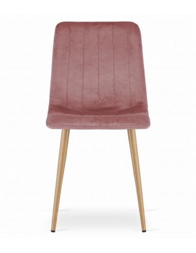 Krzesło LAVA - różowy aksamit / nogi kolor drewna