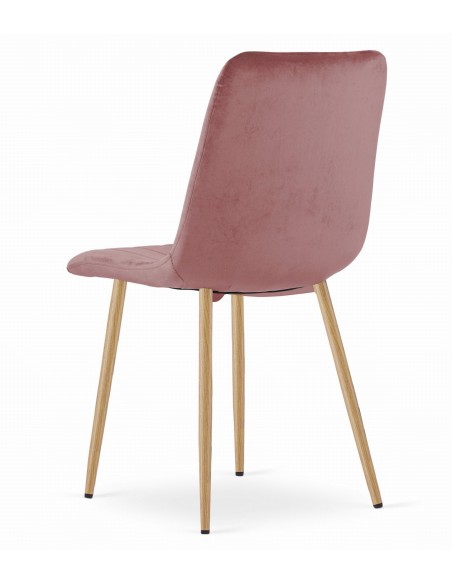Krzesło LAVA - różowy aksamit / nogi kolor drewna