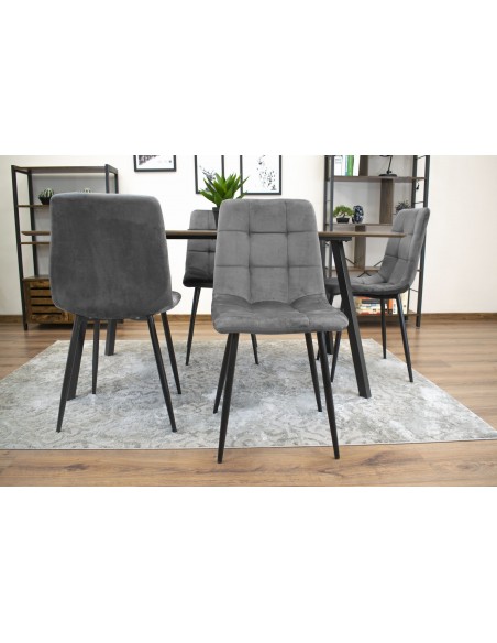 Krzesło KARA - ciemny szary welur