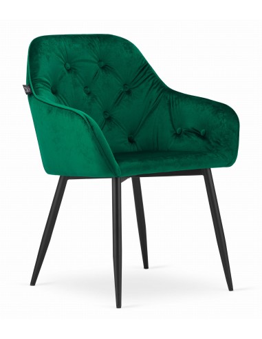Krzesło FORIO - zielony aksamit / nogi czarne x 1