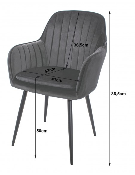 Krzesło LUGO - aksamit srebrno-szary / nogi czarne