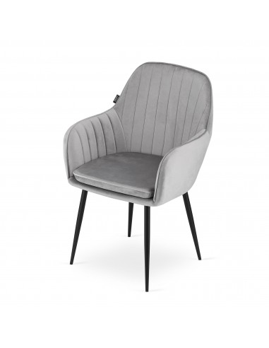 Krzesło LUGO - aksamit srebrno-szary / nogi czarne