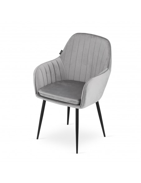 Krzesło LUGO - aksamit srebrno-szary / nogi czarne
