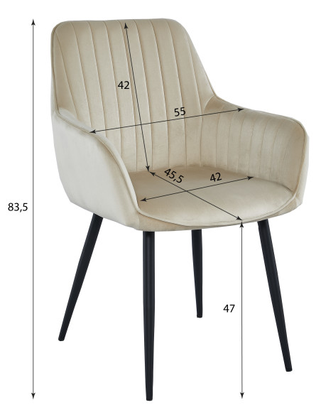 Krzesło SOLDEN - aksamit beż / nogi czarne