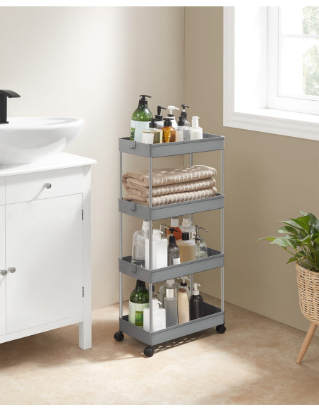 Szafka na kółkach 4 półki szara