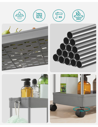 Szafka na kółkach 4 półki szara